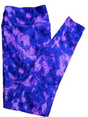 New LuLaRoe TC Purple and Blue tie-dye Nebula Print Leggings Size TC (12-18)